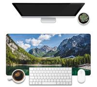 KOAIWPAE Tappetino da scrivania, grande tappetino da scrivania con paesaggio di montagna lago, tappetino per mouse da gioco per scrivania, 80 x 40 cm, grande tappetino per mouse con base antiscivolo e