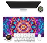 KOAIWPAE Tappetino da scrivania, motivo mandala colorato, grande tappetino per mouse da gioco, 80 x 39,9 cm, grande tastiera per computer, tappetino per mouse con base antiscivolo e bordo cucito