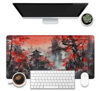 KOAIWPAE Tappetino da scrivania, tappetino da scrivania per pittura con paesaggio rosso, grande tappetino per mouse da gioco per scrivania, 80 x 39,9 cm, grande tappetino per mouse con base