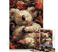 Koala addormentato in fiore Puzzle da 1000 pezzi per adolescenti Migliora la memoria Rilassante Divertimento Taglio netto Opera d'arte da collezione 38x26cm