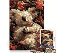 Koala addormentato in fiore, puzzle per adulti da 1000 pezzi, rompicapo rilassante e divertente, immagine da assemblare, una piacevole sorpresa 50x75cm