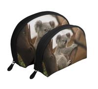 Koala carino sull'albero, Borsa per trucco a conchiglia Portamonete da donna Borsa da toilette piccola Borsa per cosmetici 2 pezzi