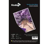 KOALA Carta fotografica Opaca Fronte-Retro per stampante LASER, A4, 200 g/m², 100 fogli. Adatto per la stampa di Foto, Brochure, Certificati, Opuscoli, Volantini, Biglietti, Calendari, Copertine