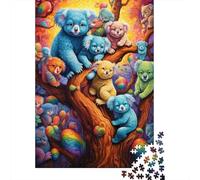 Koala Colorati su Albero Puzzle 1000 Pezzi Carta Gioco di Puzzle 1000 Pezzi Scena Animali Vivaci Relax Famiglia Regalo Decorazione 70x50cm/1000pcs