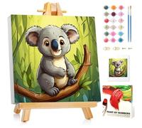 Koala Dipingi con i numeri, per bambini con cornice, Koala Dipingere con i numeri, bambini dai 5 6 7 8 9 10 anni, set da colorare regalo per ragazze e ragazzi - 20 x 20 cm con cavalletto