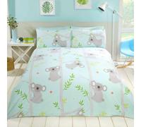 Koala 'Divertente' Set Copripiumino Singolo Blu Letto Eucalipto Alberi Ragazzi