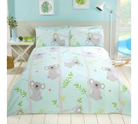 Koala 'Divertente' Set Copripiumino Singolo Blu Letto Eucalipto Alberi Ragazzi