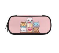 Koala Galaxy Astuccio per matite per bambini, materiale scolastico, per ragazze adolescenti, portapenne, astuccio per cancelleria, organizer per trucchi e monete, blu, Gatto, 8.8"x1.7"x4.1", Set di