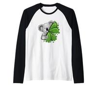 Koala Irlandese Fortunato Giorno di Trifoglio e trifogli Maglia con Maniche Raglan