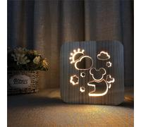 Koala Night Light for Kids Wooden 3d Lamp Creative Wooden Lights Simple Decorative Lights 3d Wood Carving Pattern Led Night Light for Desk