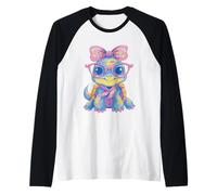 Koala Occhiali Rosa Floreale Fiocco Sciarpa Corrispondente Ritratto Cool Maglia con Maniche Raglan