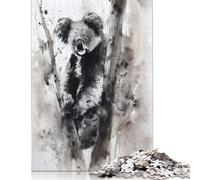 Koala On A Tree Ink Puzzle Impossible 1000Pcs Decorazione Per La Casa. Rilassamento E Intelligence Per Adulti E Ragazzi Da 14 Anni 1000pcs (75x50cm)
