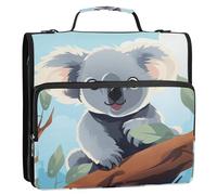 Koala on Tree - Raccoglitore a 3 anelli con cerniera e tracolla, capacità di 500 fogli, multi-tasca, per scuola e ufficio