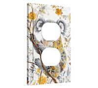 Koala, piastra di copertura per interruttore della luce, motivo floreale giallo per accenti da parete, piastre da parete in termoplastica, presa singola duplex di dimensioni standard