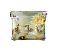 Koala Retro Vasca da bagno in pelle PU piccola moneta conveniente portamonete con chiusura per donne ragazzi ragazze, Lily - Incantesimo di anatroccoli e farfalle della ninna nanna dello stagno, 1