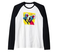 Koala Segno della Pace retrò Pop Carattere Grafico Gesto Divertente Maglia con Maniche Raglan