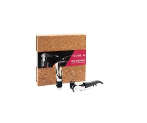 Koala | Set UnCork AC | Cavatappi professionale a due tempi con lama | Versatore antigoccia con tappo in silicone | Custodia in sughero | Regalo per gli amanti del vino