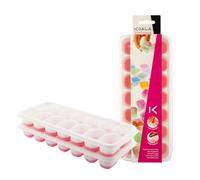 Koala Spain - Set di 2 cubetti di ghiaccio per 14 cubetti di ghiaccio da 4,5 x 2,9 cm, stampo in silicone con coperchio, colore rosa