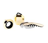 Koala Spain Set di vino cromato oro (3 pezzi), 1 cavatappi a due tempi, 1 tagliapapsule vino, 1 Raccogliere vino