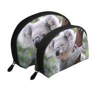 Koala sul ramo, Borsa per trucco a conchiglia Portamonete da donna Borsa da toilette piccola Borsa per cosmetici 2 pezzi