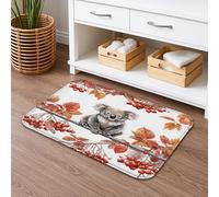Koala - Tappetino da bagno con foglie autunnali ad asciugatura rapida, motivo animale, assorbente, antiscivolo, in flanella, lavabile, per bagno, WC, decorativo, 50 x 81 cm