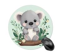 Koala, tappetino per mouse rotondo, scorrevole, per gaming, ad alta densità, portatile, comodo, per scrivania, casa, ufficio, 19 x 20 cm