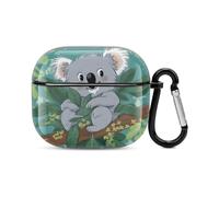 Koala Vine - Custodia per auricolari Bluetooth a forma di cartone animato, protezione completa, antiurto, custodia rigida con supporto per ricarica wireless con portachiavi, regalo personalizzato per