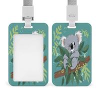 Koala Vine - Porta badge trasparente con cordino rimovibile, custodia verticale in plastica rigida per proteggere carte d'identità e carte di credito per ufficio e fabbrica