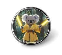 Koala Warriors con spada laser, spilla da bavero carina, distintivo in metallo, rotondo, giacca, cappello, borsa, accessori, gioielli