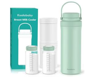 Koalababy Raffreddatore portatile per latte materno da 623,7 g, raffreddamento 24 ore con tecnologia Frost-Max, include 2 biberon per la conservazione del latte materno, refrigeratore isolato per