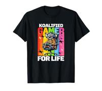 Koalified Gamer for Life - Design retrò Arcobaleno Koala Gaming Maglietta