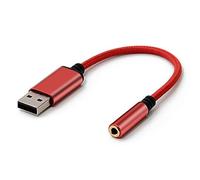 Koanhinn Adattatore audio per connettore USB a 3,5 mm, scheda audio stereo esterna per PC, laptop, ecc. (0,6 piedi, rosso)