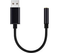 Koanhinn Adattatore audio per connettore USB a 3,5 mm, scheda audio stereo esterna per PC, laptop, ecc. (0,6 piedi, nero)