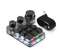 Koanhinn Tastiera macro personalizzata Tastiera macro personalizzata Hot Swap Mini 9 pulsanti 3 pulsanti Programma RGB 18 caratteri Tastiera meccanica Interruttore rosso BT Nero