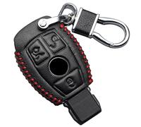 Koaudb Cover in pelle per chiave auto Mercedes Benz A B C E G K R S Class AMG CLA GLA VITO GLE ML GLK CLK, portachiavi Shell, chiave telecomando (rosso, 3 pulsanti)