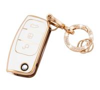 Koaudb Cover per Chiave Auto Portachiavi Compatibile con Ford 3 Pulsante Focus Fiesta Galaxy Kuga C-Max S-Max Mondeo MK4 Flip Portachiavi Pieghevole (R-Frd-3F-W)