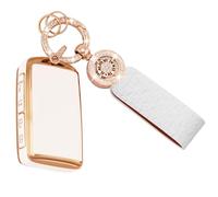 Koaudb Cover per chiave elettronica compatibile con Mazda 2024-2019 a 4 pulsanti Mazda 3 Mazda 3 Hatchback Mazda 6 CX-5 CX-50 CX-30 CX-9 custodia in morbido TPU con portachiavi in pelle scintillante