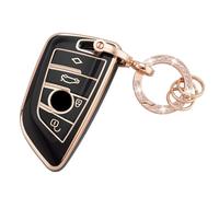 Koaudb Cover per Portachiavi Auto BMW Custodia Morbida in TPU a Protezione Completa con Portachiavi Adatta per BMW X1 X2 X3 X5 X6 2 5 6 7 Serie 3 4 Pulsanti Smart Key Fob Case (R-BM-4D-B)