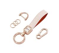 Koaudb Portachiavi universale per auto in pelle Bling girevole a 360 gradi con anello a D anti-smarrimento Portachiavi Portachiavi Portachiavi Accessori per uomo e donna (bianco)