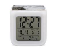 KOAYUBFC 7 Cambiamento di Colore LED Sveglia Digitale con Snooze Calendario Display Temperatura Dettifoss Sveglia Sveglia Batteria Lampada Da Comodino Luce di Notte per Camera Da Letto Decor