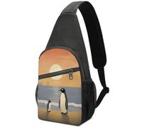 KOAYUBFC Borsa a tracolla per donne e uomini, borsa a tracolla con due pinguini, adatta per escursionismo, corsa, ciclismo e shopping