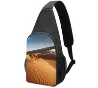 KOAYUBFC Borsa a tracolla per donne e uomini, zaino a tracolla con dune di sabbia nel deserto del Sahara, borsa per sport all'aria aperta, adatta per escursionismo, corsa, ciclismo e shopping