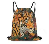KOAYUBFC Borsa da palestra con coulisse, impermeabile, con stampa botanica, adatta per ufficio, picnic, yoga, tempo libero, ecc