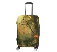 KOAYUBFC Foresta con fatine, farfalle elfi, copertura per valigie, approvata TSA, per valigie, elastica, lavabile, antigraffio, adatta per valigie, Foresta Con Fate Farfalle Elfi, L, Copertura della