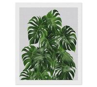 KOAYUBFC Monstera Deliciosa - Kit per pittura con diamanti 5D con palma di banana, per adulti e principianti, grande pittura rotonda fai da te con diamanti a puntini per pittura da parete, decorazione