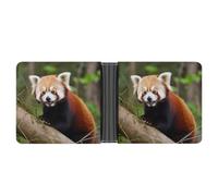 KOAYUBFC Portafoglio sottile compatto a doppia piega Little Red Panda, portafogli minimalisti da uomo con porta carte di credito in pelle portamonete finestra ID unisex
