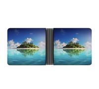 KOAYUBFC Portafoglio sottile compatto a due ante con bella isola nel mare, portafogli minimalisti da uomo con porta carte di credito in pelle portamonete finestra ID unisex
