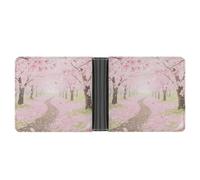 KOAYUBFC Portafoglio sottile compatto a due ante con foresta di fiori di ciliegio in pelle all'inizio della primavera, portafogli minimalisti da uomo con porta carte di credito in pelle portamonete