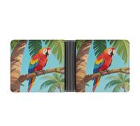 KOAYUBFC Portafoglio sottile compatto a due ante con pappagalli che parlano portafogli in pelle, portafogli minimalisti da uomo con porta carte di credito slot portamonete in pelle finestra ID unisex