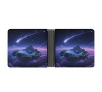KOAYUBFC Portafoglio sottile compatto a due ante portafogli in pelle Dreamlike Starry Sky Island, portafogli minimalisti da uomo con porta carte di credito in pelle portamonete finestra ID unisex